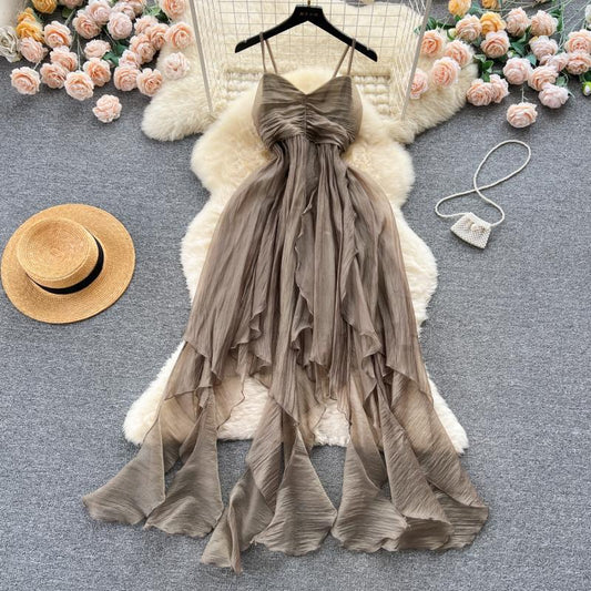 Sling Ruffles Long Dress