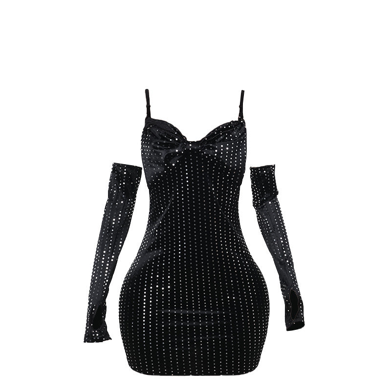 Shiny Velvet Sheath Dress