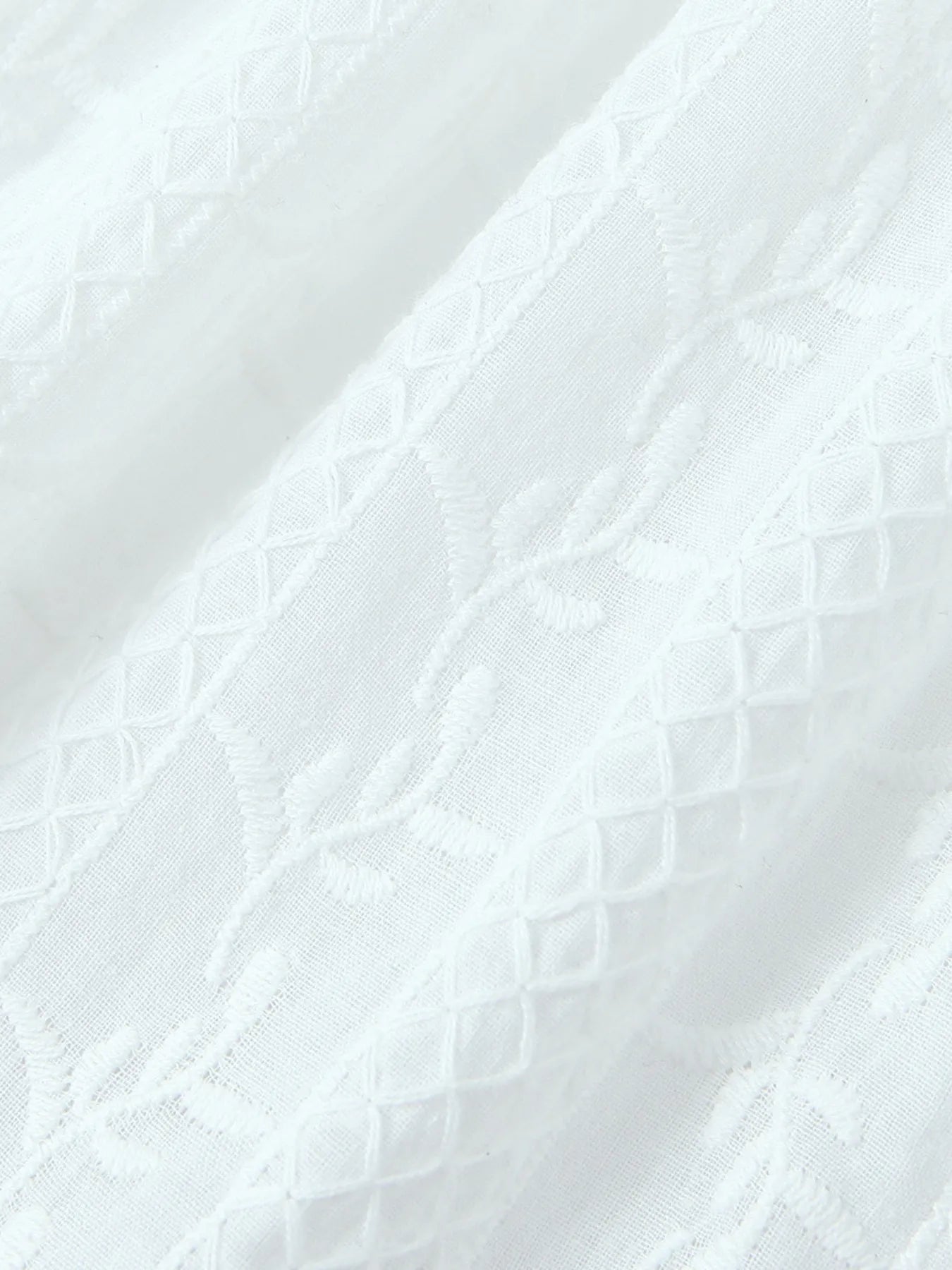 Close-up of lace mini dress in white fabric texture 