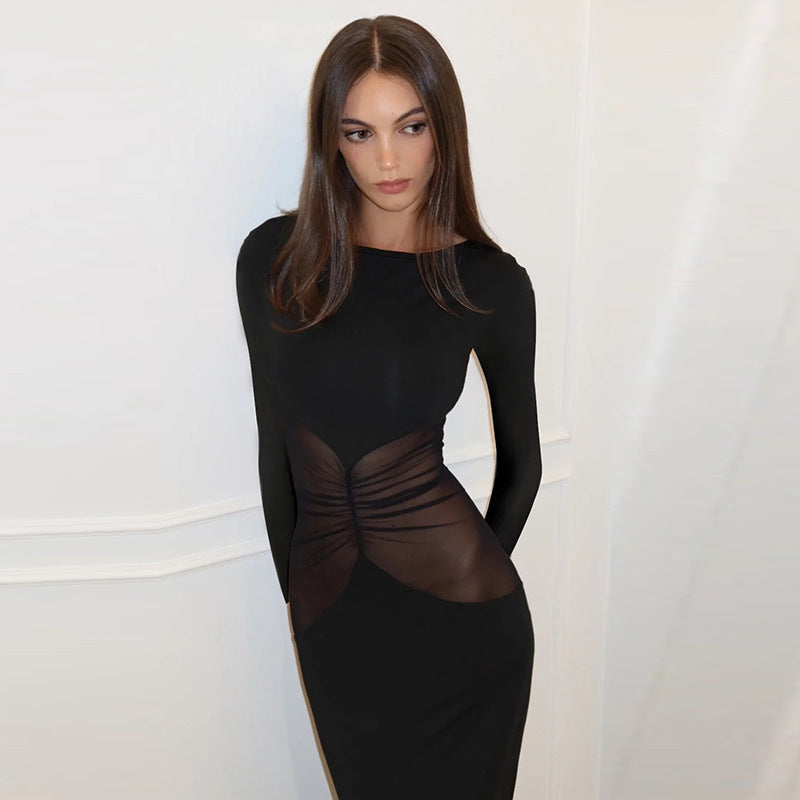 Mesh Patchwork Sheath Dress