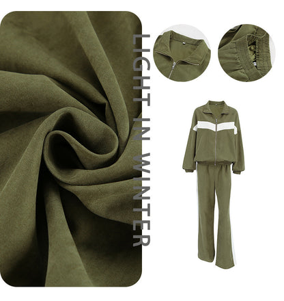 Contrast Color Sports Pant Set