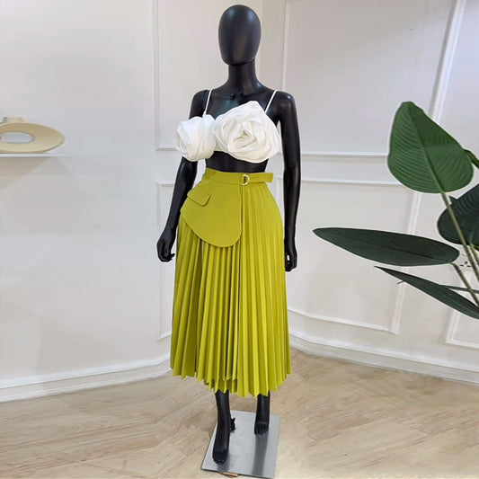 High Waist Irregular Pleated Skirt