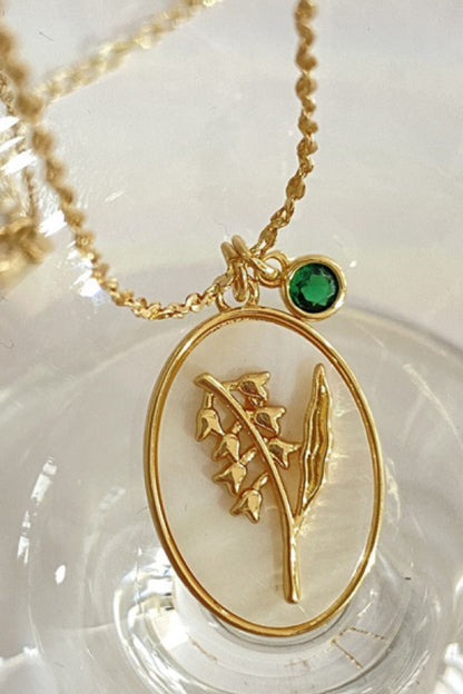14K gold plated pendant necklaces with feminine nature inspired floral design
