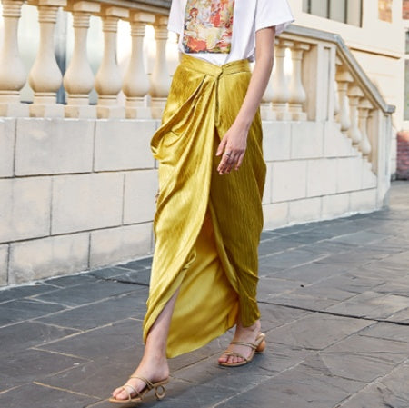 Asymmetrical Slit Long Skirt