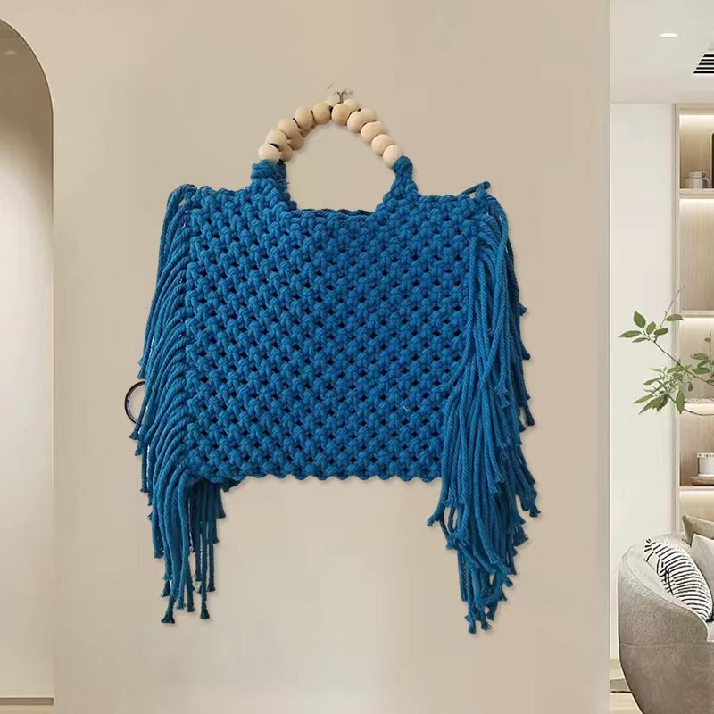 Wooden Beaded Weaving Tote Bag