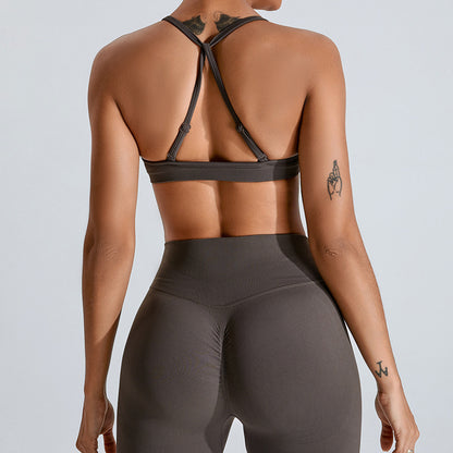 Seamless sports bra brown back