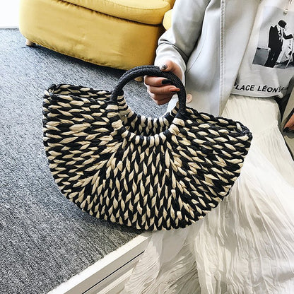 Hollow Moon Rattan Bag