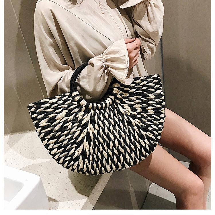 Hollow Moon Rattan Bag