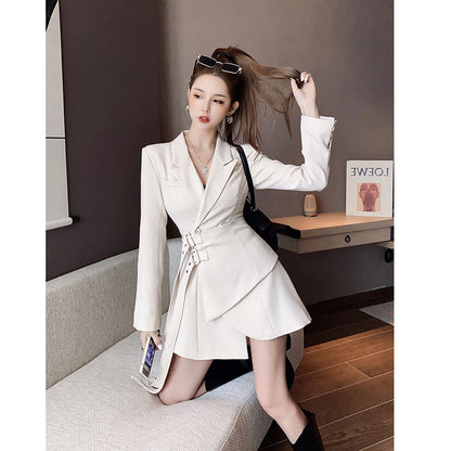 Blazer-Style Mini Dress with Sash Tie