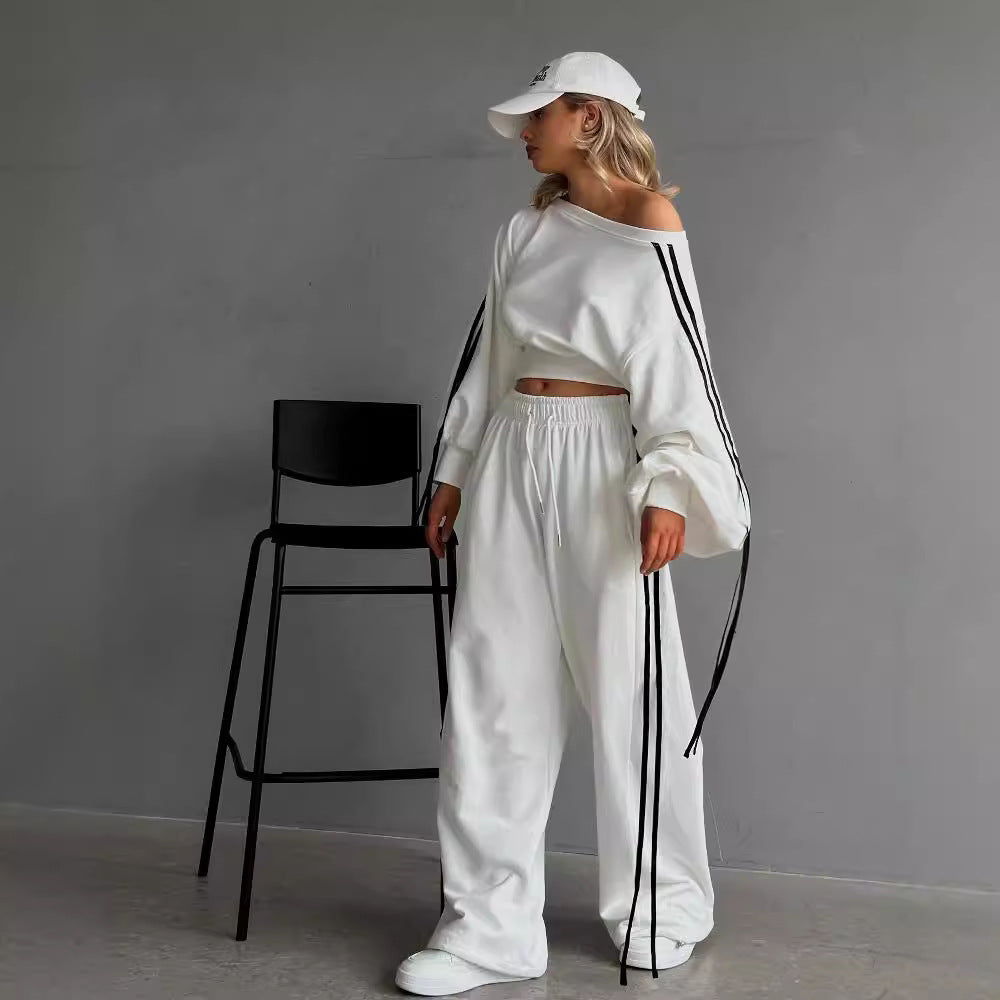 Ribbon Pullover Loose Pant Set