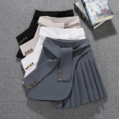 Pleated Waist Tie Skirt