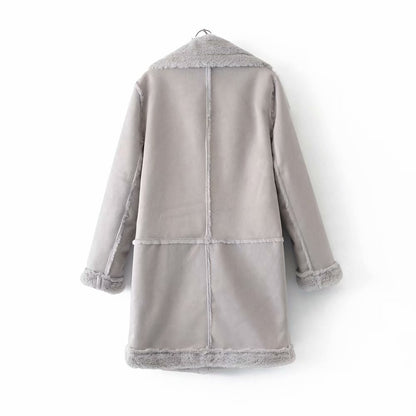 Long Suede Lambswool Fur Coat