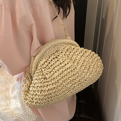 Cloud Woven Straw Chain Bag