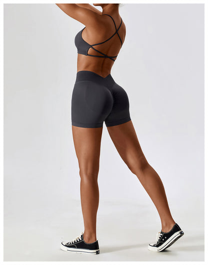 Seamless Strap Back Shorts Set