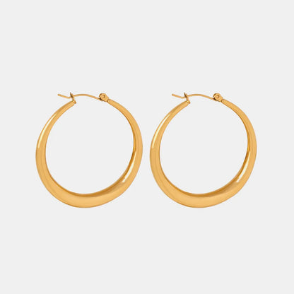 18K gold-plated stainless steel hoop earrings for everyday wear on white background