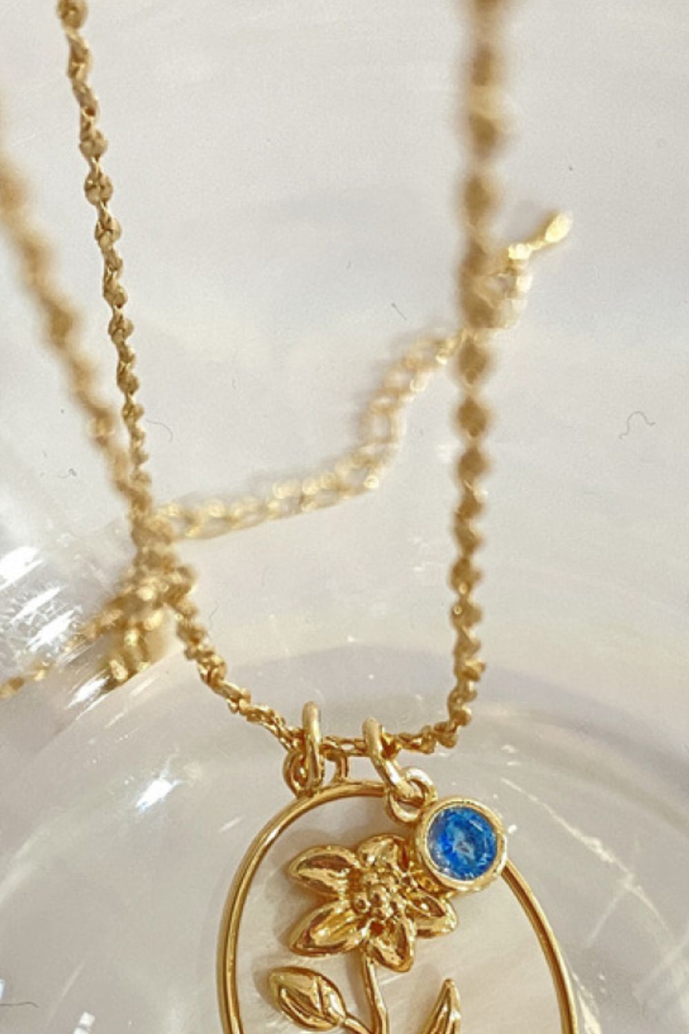 14K gold plated pendant necklaces with feminine floral design