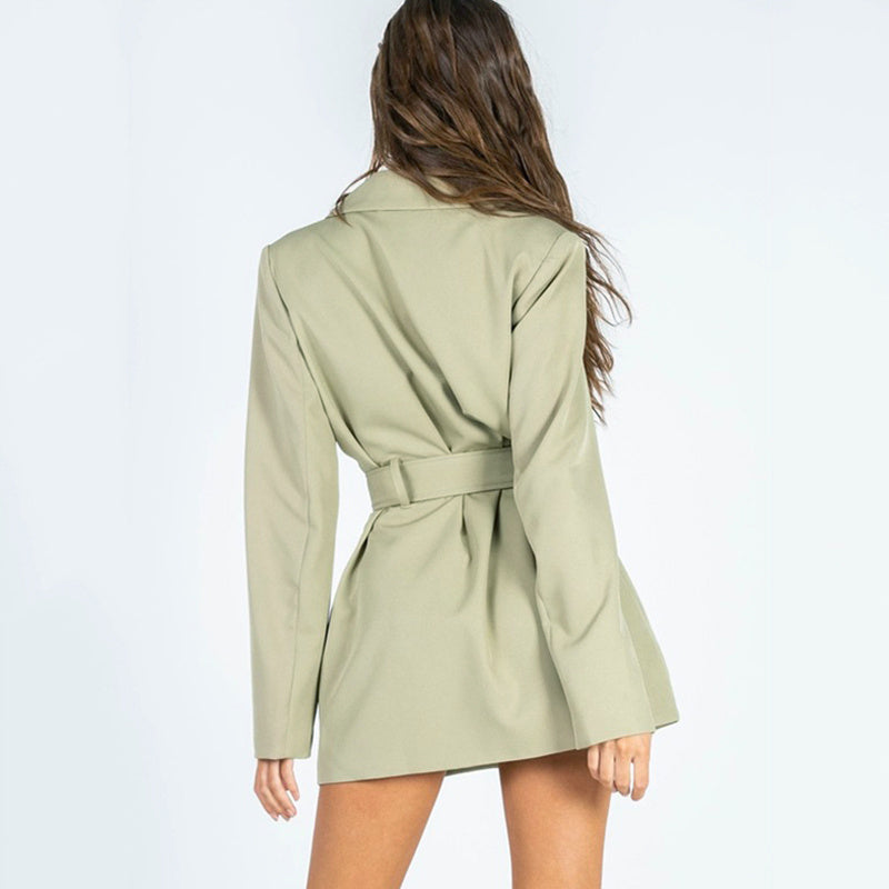 V-Neck Belt Blazer