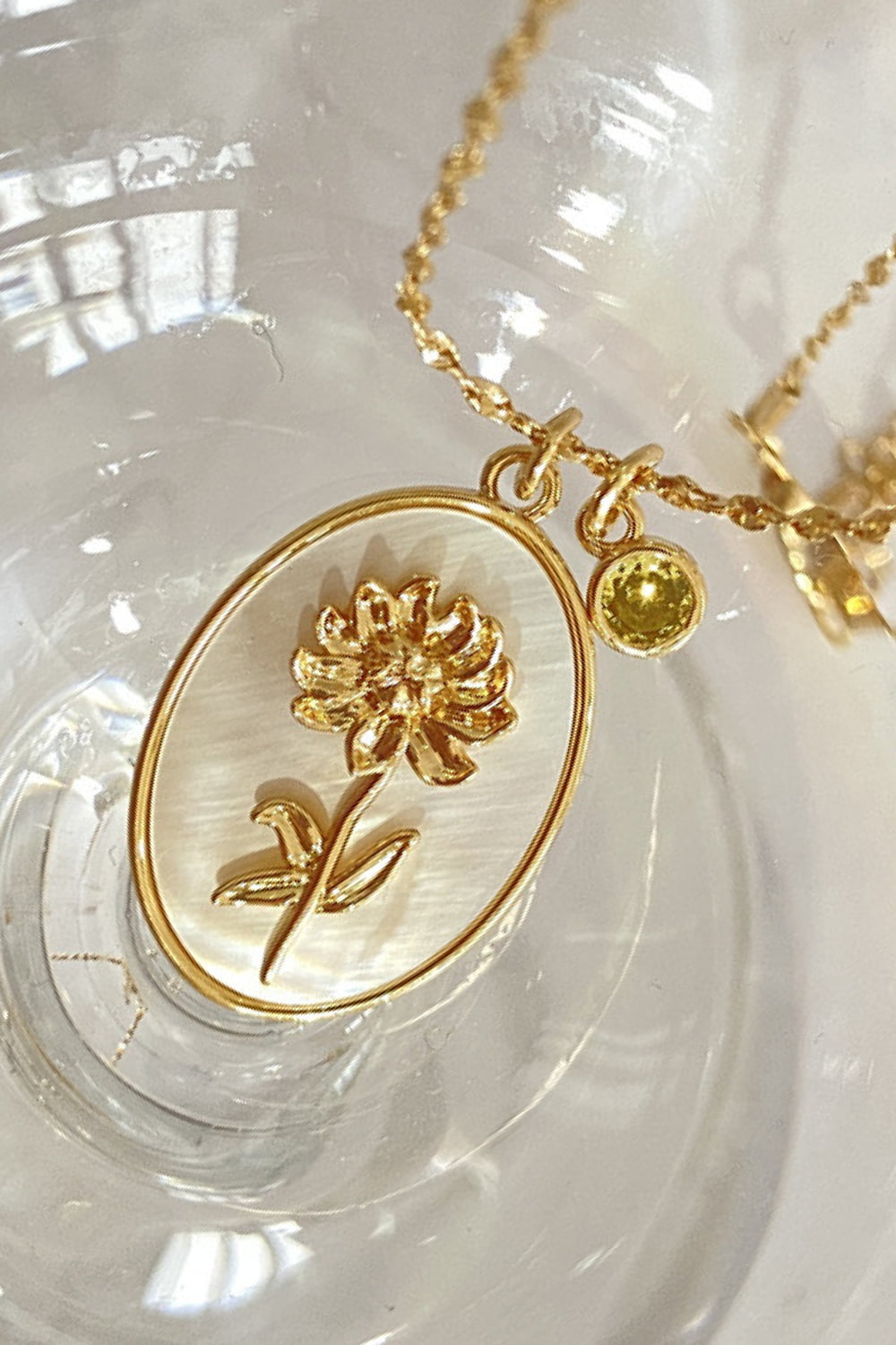 14K gold plated pendant necklaces with feminine floral design