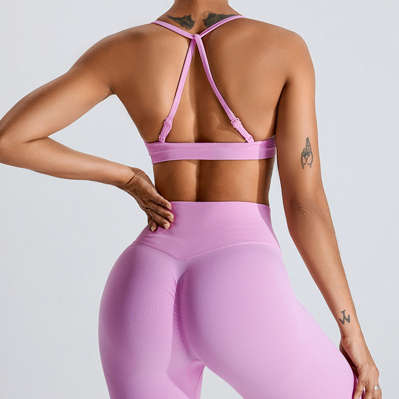 Seamless sports bra pink back