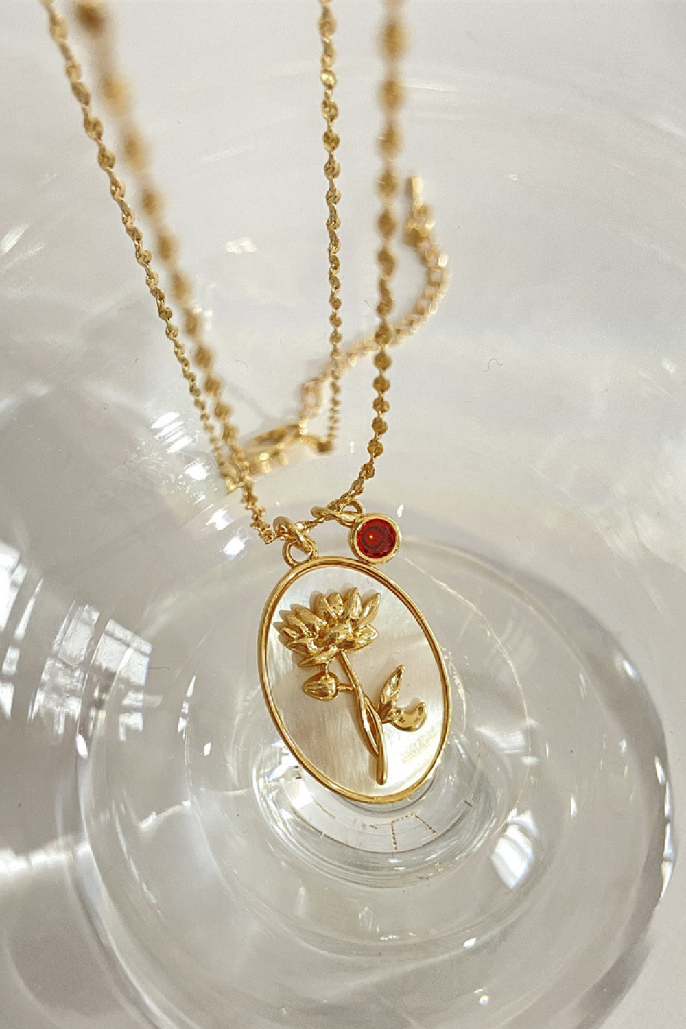 14K gold plated pendant necklaces with feminine floral design