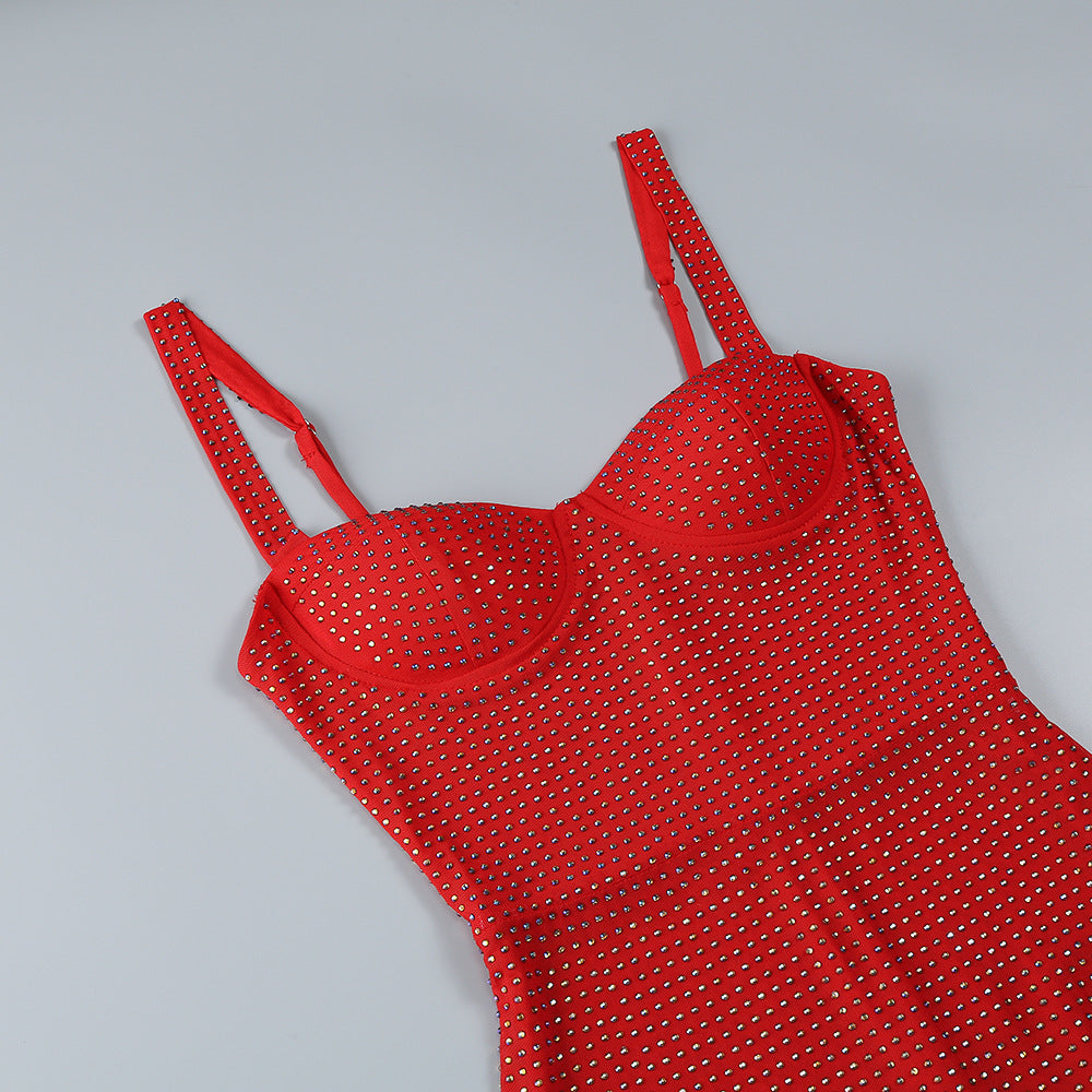 Rhinestone Slim Fit Tight Dress