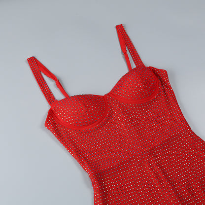 Rhinestone Slim Fit Tight Dress