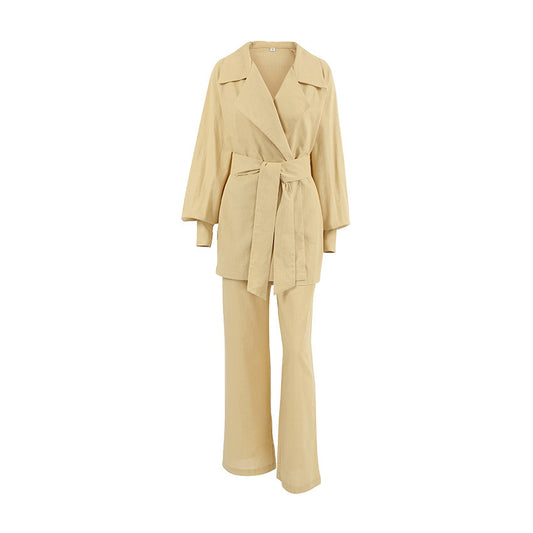 Khaki Tie Up Two-piece
