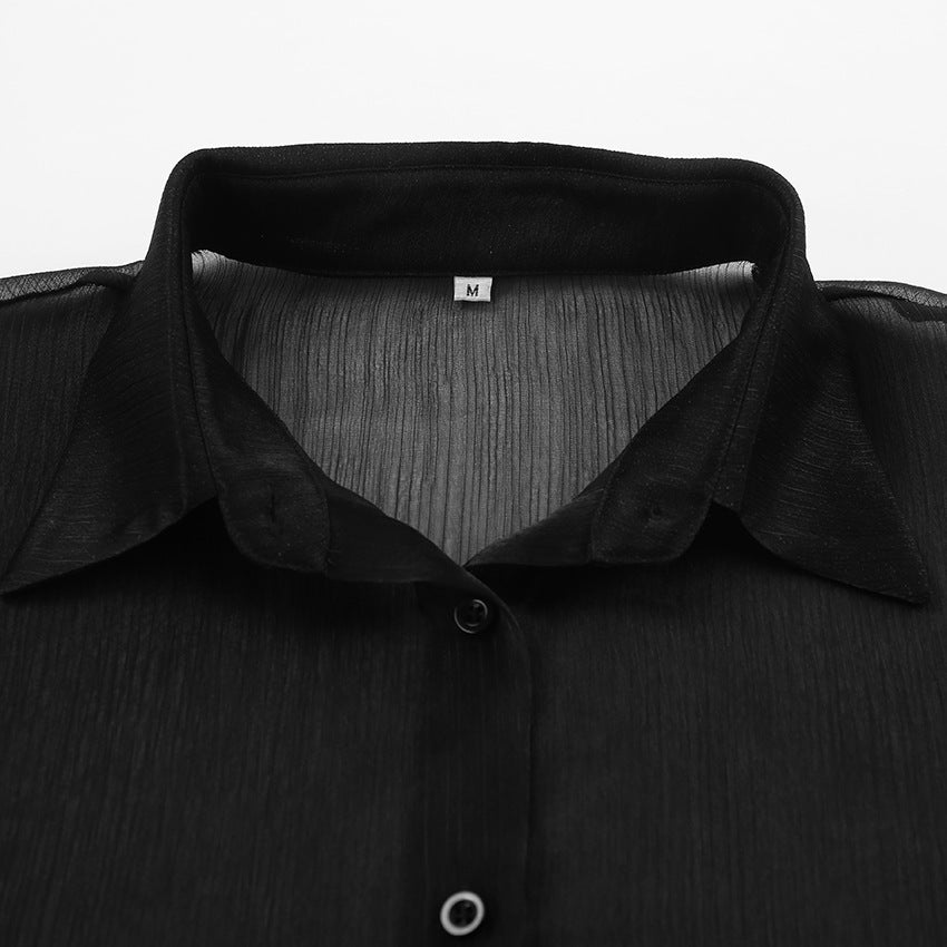 See-through Black Gauzy Shirt