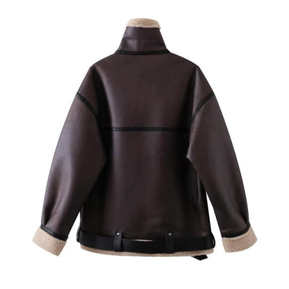 Suede Fur Motorcycle Jacket