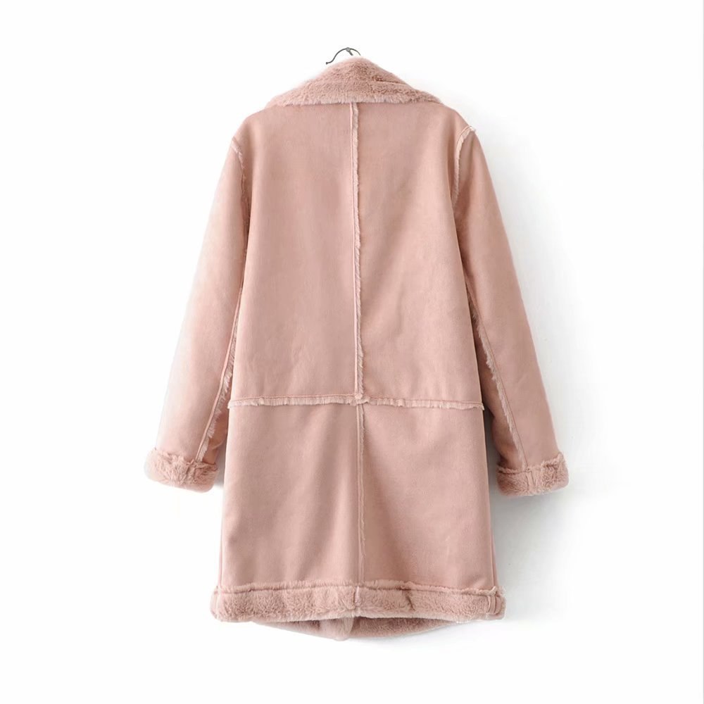 Long Suede Lambswool Fur Coat