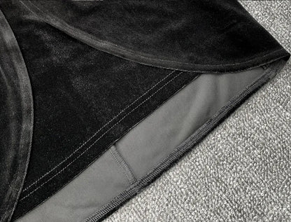 Black Velvet Deep V-neck Dress