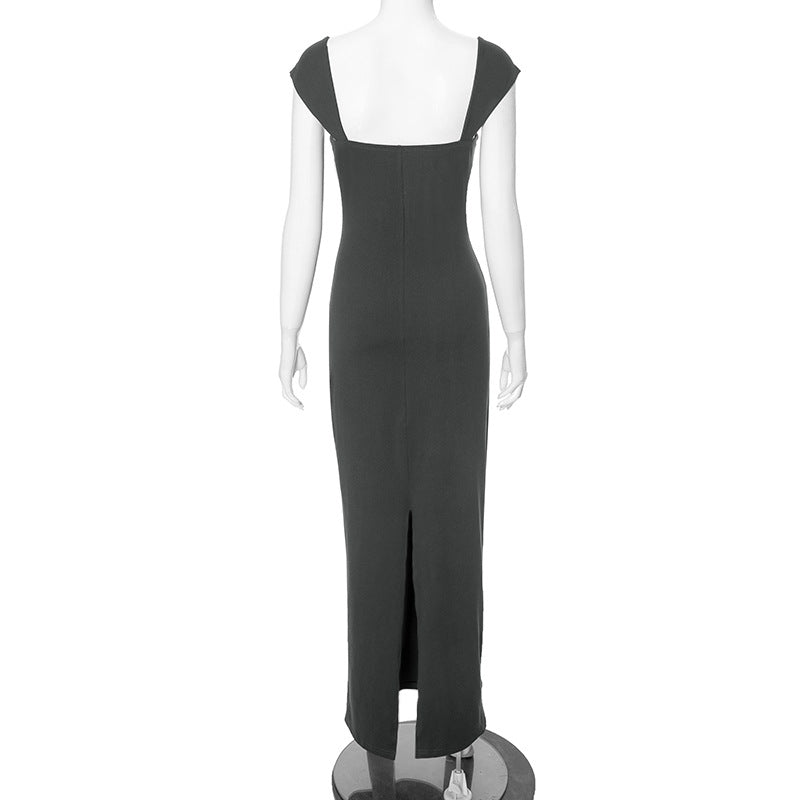 Square Collar Slim Fishtail Dress