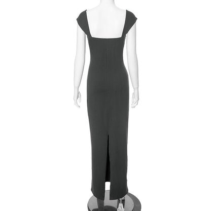 Square Collar Slim Fishtail Dress