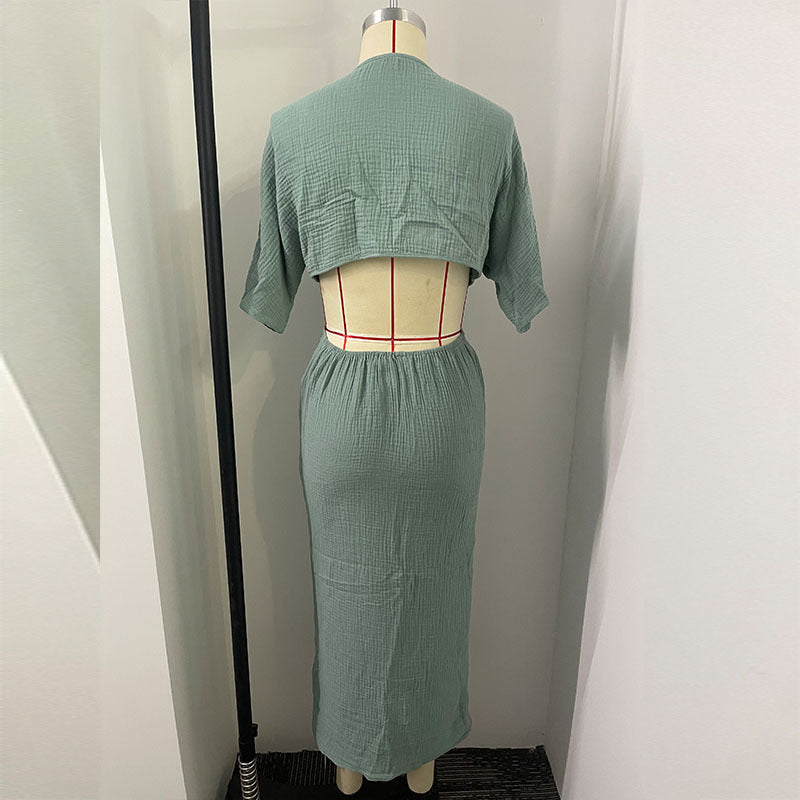 Bare Midriff  V-neck Dress