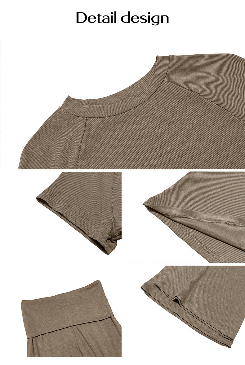 Solid Color Slim-Fit Short Sleeve Co-Ord Set