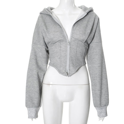 Corset Style Zipper Hoodie