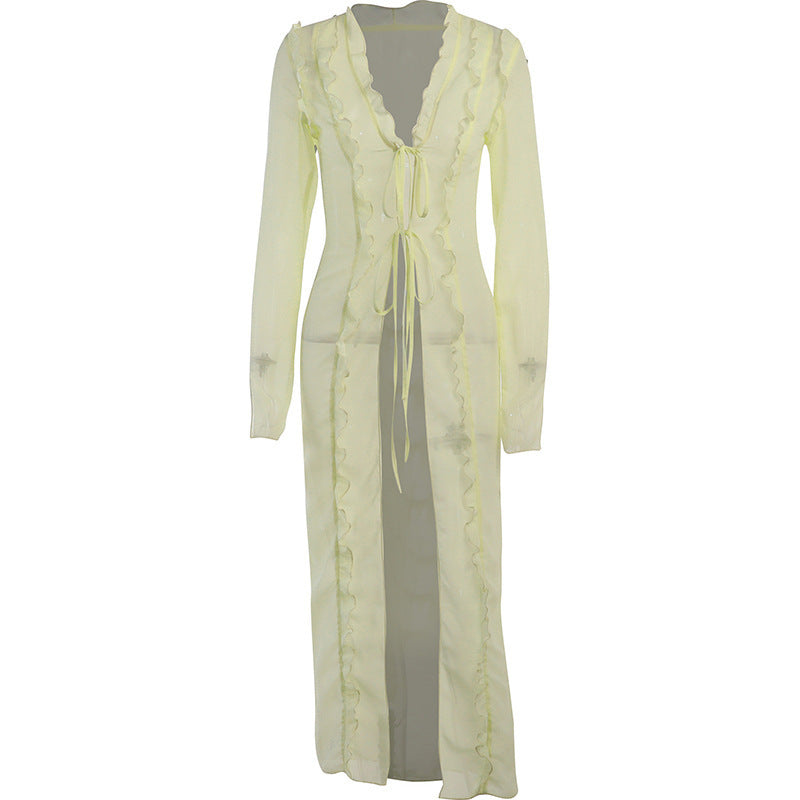 Ruffled Tie-Front Versatile Top