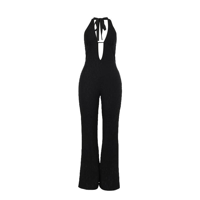 Slim-fit Lace V-neck Jumpsuit