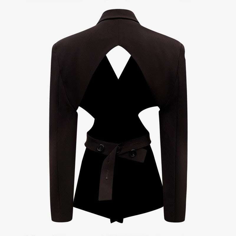 Hollow Out Blazer and Straight Pants
