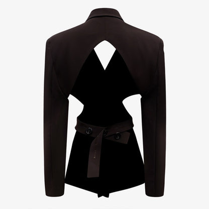 Hollow Out Blazer and Straight Pants