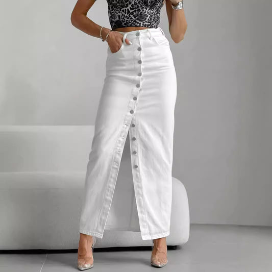 High Waist Buttoned Skirt