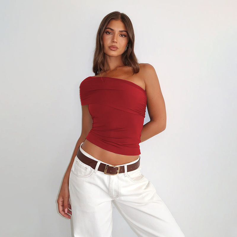 Cloud Oblique Shoulder Fitted Shirt