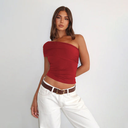 Cloud Oblique Shoulder Fitted Shirt