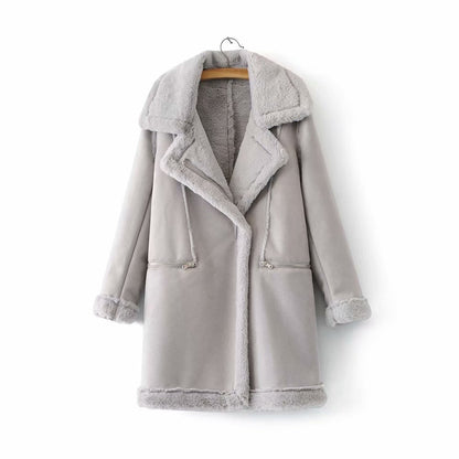 Long Suede Lambswool Fur Coat