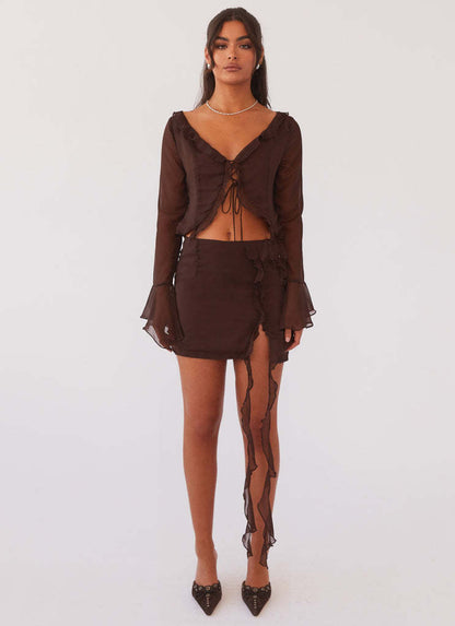Tassel Ruffled Lace Skirt Set