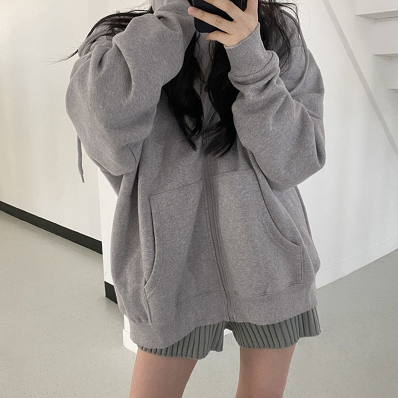 Loose Fleece Zipper Hoodie