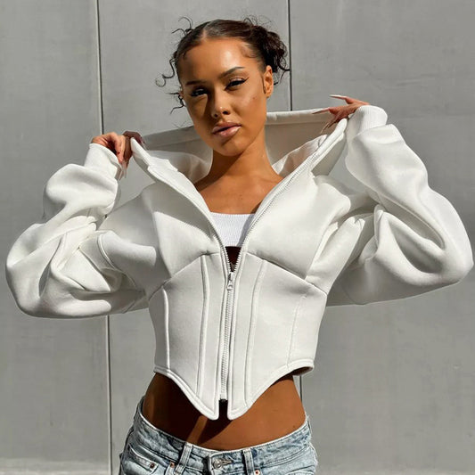 Corset Style Zipper Hoodie