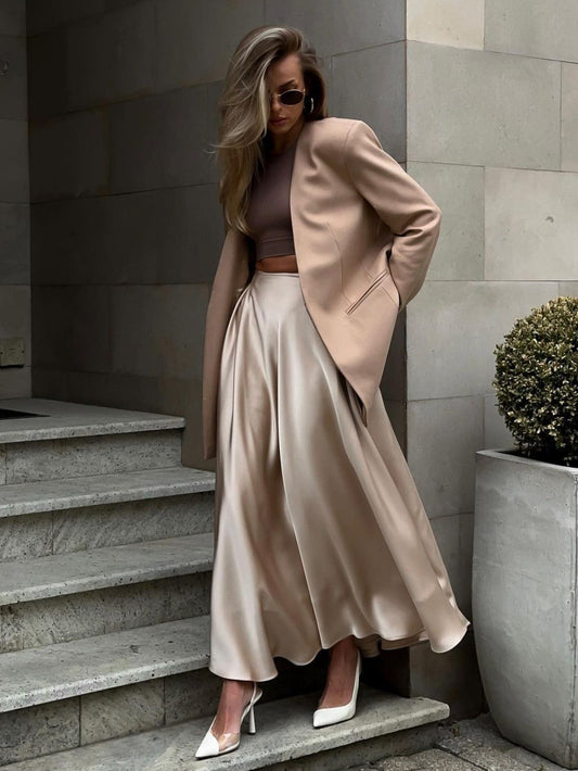 Graceful Satin Long Skirt