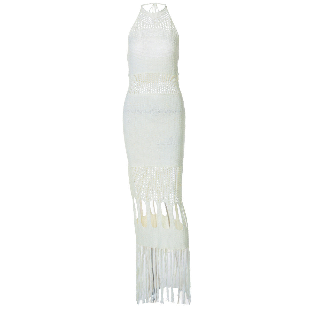 Knitted Tassel Hollow Dress
