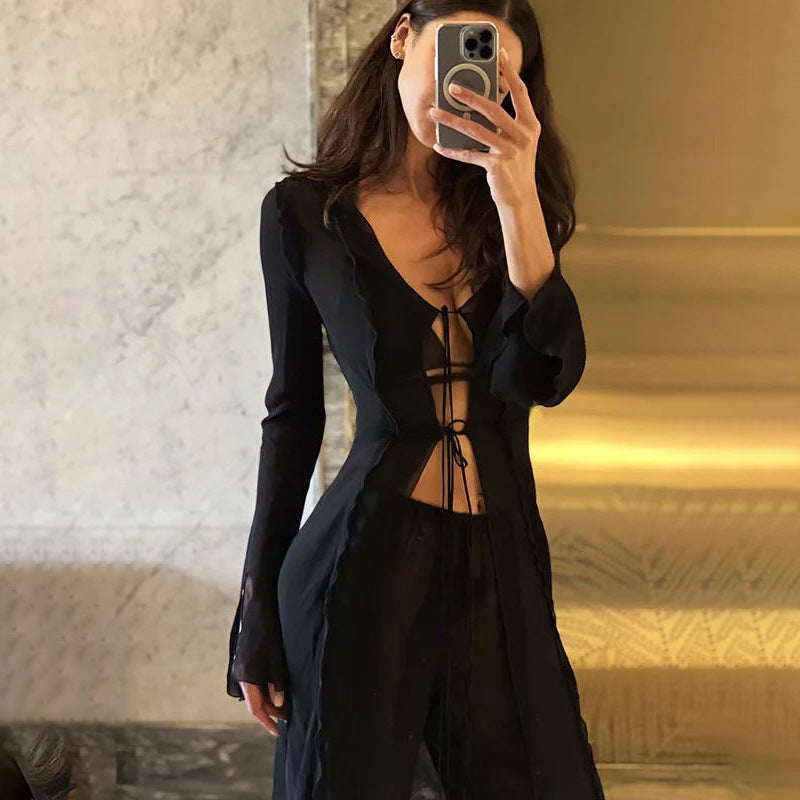 Ruffled Tie-Front Versatile Top